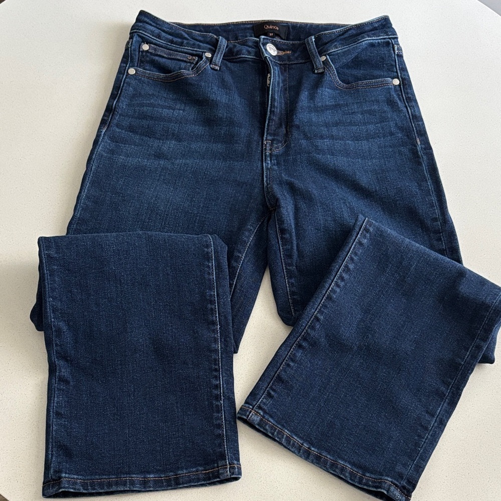 Quince Bella Stretch Straight Jeans Midnight Blue Size 27 - Picture 2 of 9